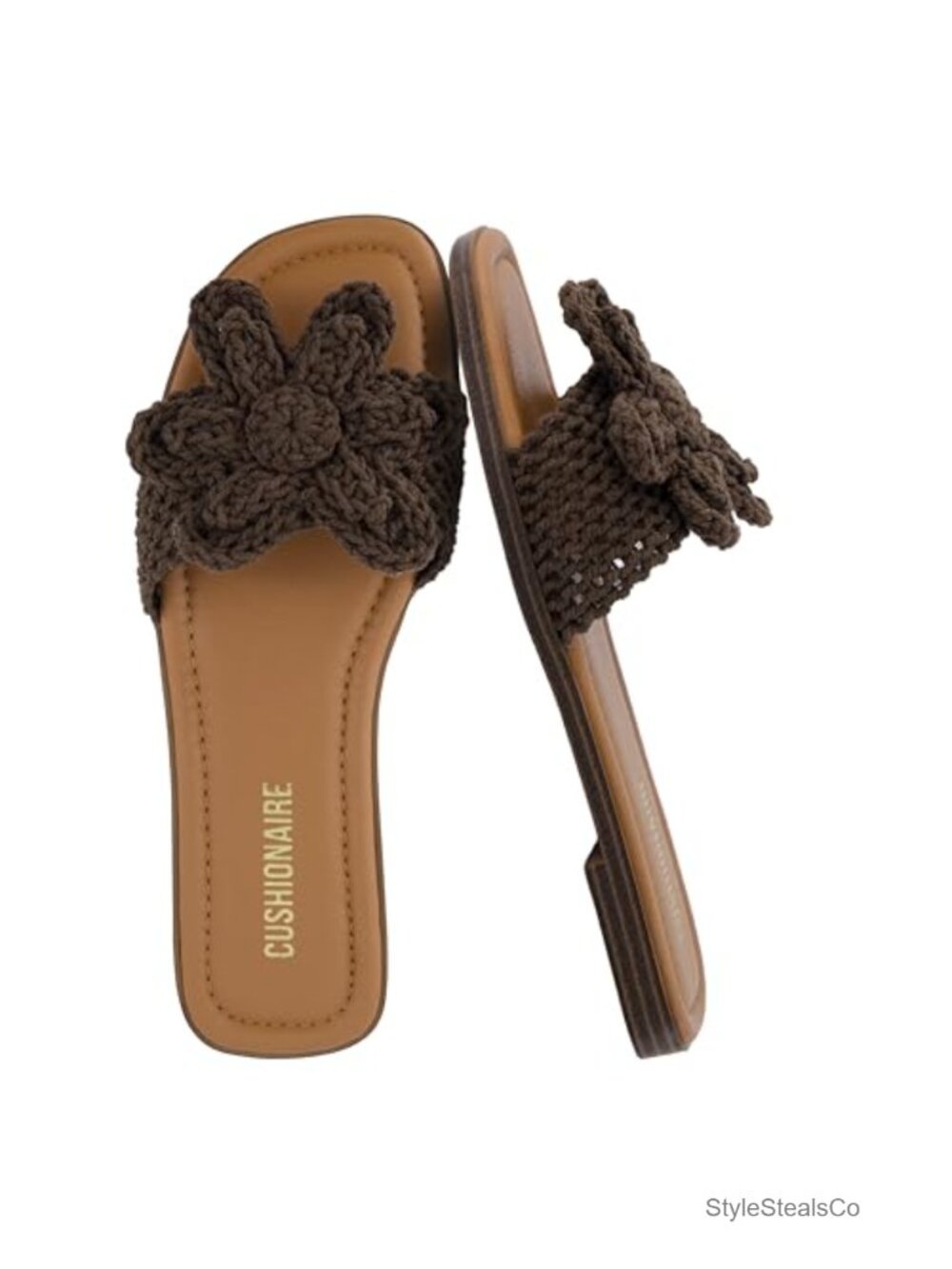 Woven Knit Flat Slide Sandals Open Toe Faux Leather Casual Beach